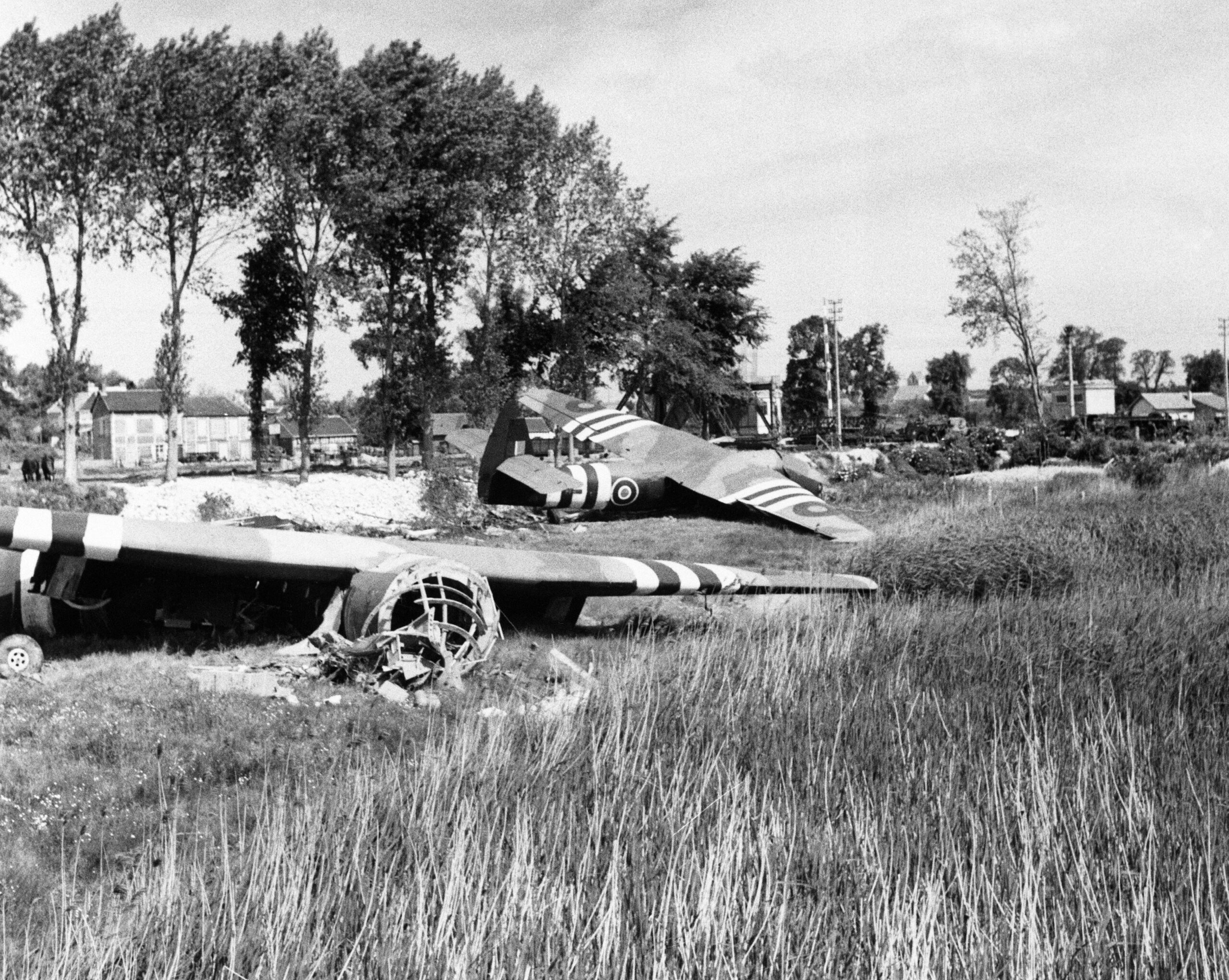 6 june 1944 pegasus bridge: no 1 glider (in background) piloted by jim wallwork is within feet of the planned target